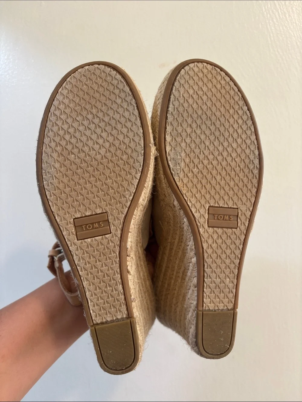 Toms Natural Canvas Espadrille Wedge Sandals